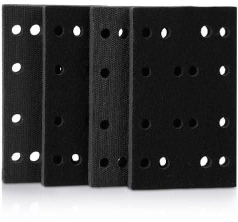 Mikikit 4Pcs Sponge Sanding Backing Pads 5.24X3.15X0.47 Inch Soft Foam Buffing Sponge Cushion Pads for Power Sanders Polishing and Scratch Protection