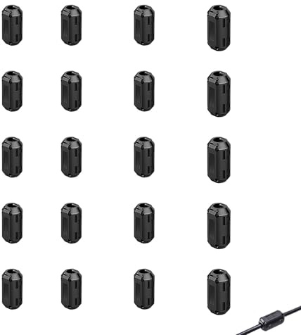 CLDURHGE Ferritkerne für Kabel – Nickel-Zink Ferritkerne für bessere Signalqualität und weniger Störungen – 20 Stück – Größen 3.5mm, 5mm, 7mm, Schwarz
