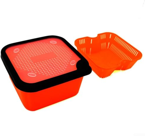 YJDOORPLAY 2in1 Fishing Tackle Bait Box With Strainer For Draining Pellets Carp Fishing Redworm Container(5.5-OS)