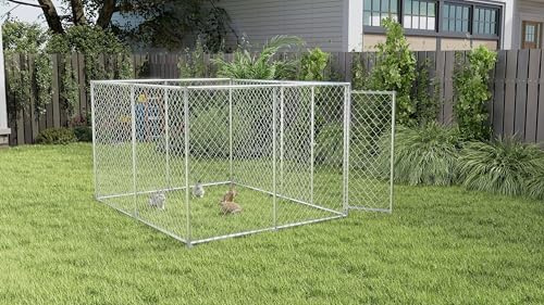 XMTECH Freilaufgehege für Kleintiere, Kaninchen & Hühner – Robuster Metall-Kleintierkäfig mit verzinktem Stahlrahmen, Raubtiersicher, Ideal für Garten & Hof, 250 x 200 x 150 cm
