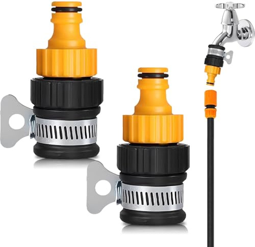 2Pcs Hose Tap Connector for Hose Pipe,Adjustable Mixer Tap Hose Connector,Premium Kitchen Tap Hose Connectors,Easy and Tight Connection,Adapter for taps for The Beginning and End of The Hoses (2PCS)