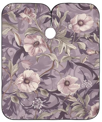 William Morris Tablier de coupe de cheveux avec fermeture à pression réglable, cape essentielle pour teinture des cheveux, mauve 165,1 x 140 cm