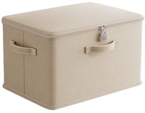 Acunny Scatola di immagazzinaggio con serratura a combinazione, scatola chiudibile, cestino di immagazzinaggio grigio, pieghevole scatole di serratura, scatola di stoffa maniglie, scatola richiudibile