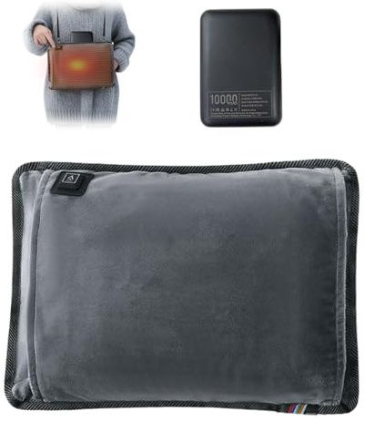 WRQIOO Beheizbarer Handmuff, Handmuff Elektrisch 10000 mAh Powerbank, USB Beheizbare Handwärmer mit Verstellbarem Hüftgurt & 3 Wärmeeinstellungen für Home Office im Freien