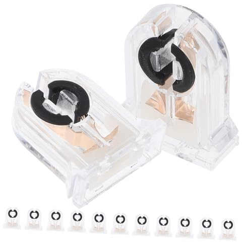 Veemoon 12 Stück Teiliges LED Lampenhalter Transparent Langlebige Kunststoff Fassung Stabile nicht Shunted Lampensockel Kompatibel mit Leuchtstoffröhren Einfache Installation für Büro und