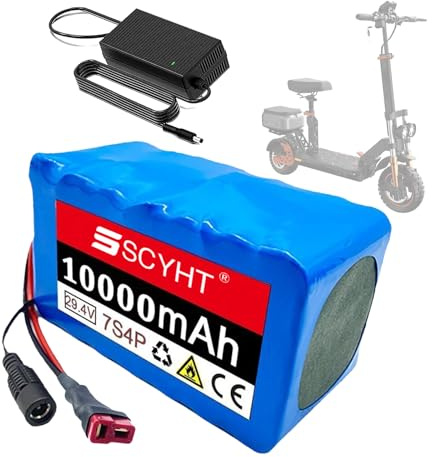 SSCYHT Batería de Repuesto 24 V y 10 Ah Batería de Litio 24 V Baterías para Scooter 10 Ah Baterías Iones Litio con Cargador y BMS 15 A para Motor 50 W a 240 W,24v10ah t Plug