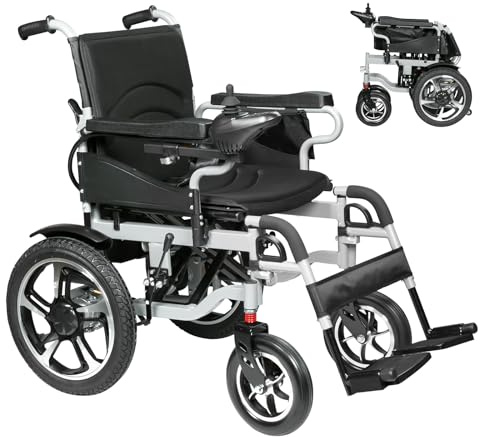 Fyearfly Elektrischer Rollstuhl, Faltbar, Tragbar, Ergonomischer Sitz, Langlebige Batterie, Einfache Steuerung, Für Senioren und Personen mit Eingeschränkter Mobilität, Modell 5001