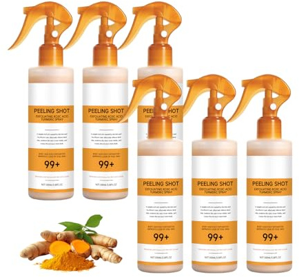 Peel Shot Keratin Care Kojisäure-Kurkuma-Spray, Peeling, aufhellend, spendet Feuchtigkeit und glättet die Haut, sanfte Körperpflege für glatte Haut, Niacinamid für Gesicht und Körper (6PCS)