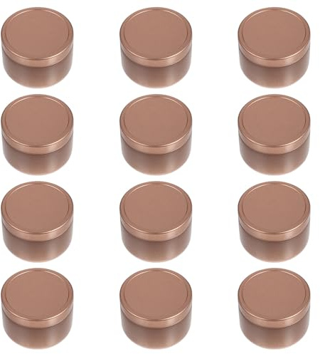 Healeved 12 Latas de Hojalata para Velas DIY 2oz Tapa Hermética Color Rosa Dorado Recipientes para Velas Caseras y Bálsamos Frascos Prácticos para Almacenamiento y Decoración
