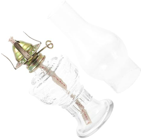 GARVALON Lámpara de Queroseno Retro de Cristal Transparente Lámpara de Aceite de Escritorio Clásica Decoración Vintage para Sala Cocina y Uso Cortes de Luz 150-250 Ml Aceite No