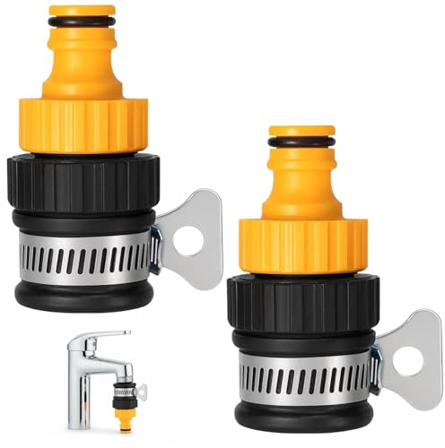 2 Kitchen Tap Hose Connectors, Universal Hose Pipe Tap Connector for Mixer Taps, Durable Hose Pipe Connectors and Fittings with Leak-Proof Design for Various Faucet Types, Hose Tap Connector