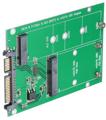 NGFF 2-in-1 Combo M.2 B+M-key & mSATA 68Pin SSD to 2.5 inch SATA 3.0 22Pin Adapter Converter Case Enclosure with Green PCBA