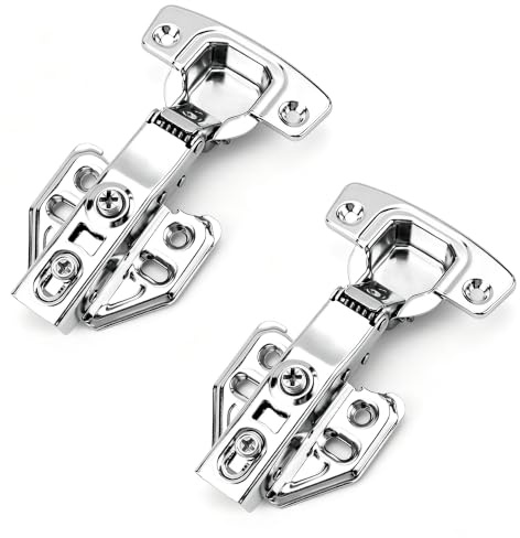2 Pcs Door Hinges, Full Overlay 110° Adjustable Kitchen Cupboard Hinges | Soft Close Mute Kitchen Cupboard Hinges with Screws