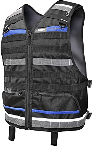 Niche Workwear Tool Vest with Adjustable Strapes,Front Zipper, Heavy Duty and Water-repellent Reflective Vest for Construction, Electricians, Plumber, Home Repair (TL-6201)