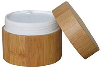 1PCS 50ml Empty Portable Eco-Friendly Bamboo Cosmetic Cream Jar Bottle Refillable Face Cream Pot Container With Bamboo lids and Inner Liners For Travel DIY Sample Eyeshadow Essential Oils