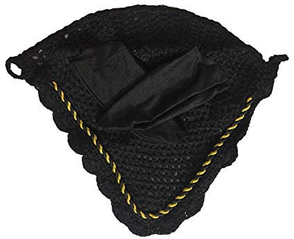 Spire Horse Weiche gehäkelte atmungsaktive Baumwolle Ohrennetz Haube Ohrenschutz Bonnets (Pony, Schwarz)