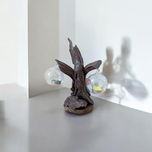 Kerzenständer Wurzel Baum - 2 oder 3 Lichter Teelichthalter - inkl. Glas und Kerze - (3 Lichter)
