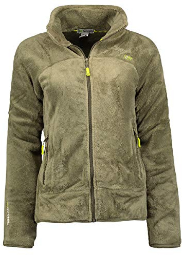Geographical Norway Upaline Lady - Fleece Fine Frauen Warm Fermetur Zip - Jacke Herbst Winter Frühling Warm Frauen - Long Sleeve Pullover Pelz Weich Komfort Outdoor (Olive M-Größe 2)