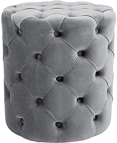 Pouf Drancy in velluto trapuntato grigio,M