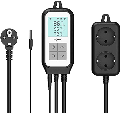 revolt Thermostatsteckdose: WLAN-Steckdosen-Thermostat für 2 Geräte, Sensor, App, Sprachsteuerung (Thermostat Steckdose WiFi, Universal Steckdose, Eis)