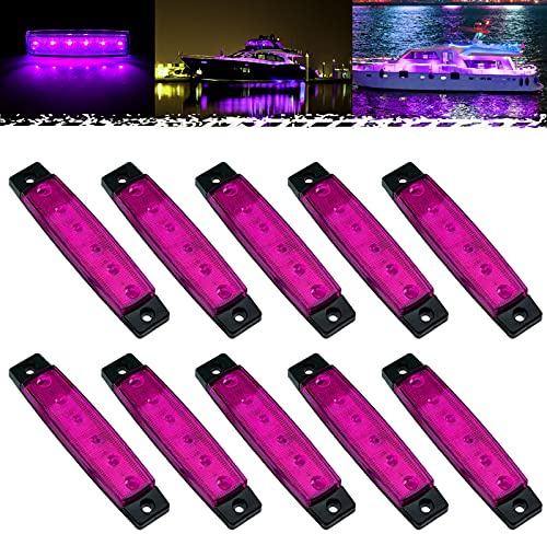 PSEQT LED Boat Interior Lights Marine Courtesy Light Strip Deck Transom Cockpit Navigation Lamp Waterproof for Fishing Pontoon Kayak Yacht Sailboat (Purple 10Pcs)