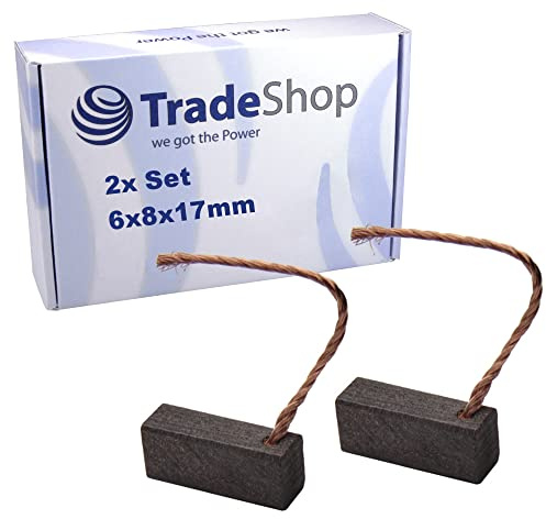2x Trade-Shop Motorkohlen/Kohlebürsten/Schleifkohlen 6 x 8 x 17mm 12-24V für verschiedene KFZ-Motoren Rolltor Garagentor Antriebe Lichtmaschine