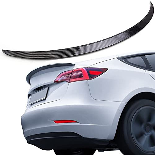 Passend für Tesla Model 3 2017-2021 Heckspoiler Flügel, Kohlefaser-Muster, Auto Spoiler Car Styling Zubehör