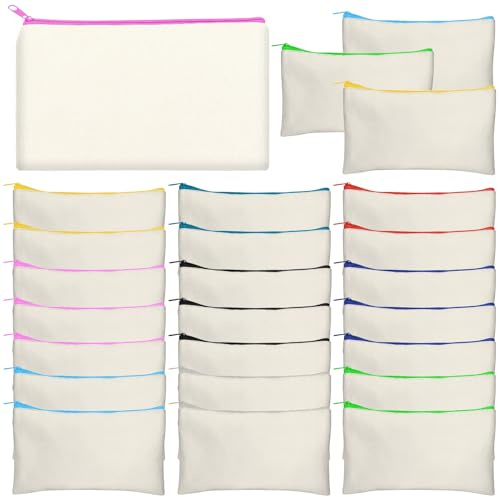 Legigo Leere Basteltasche aus Segeltuch, blanko, Make-up-Taschen, Leinen-Federmäppchen, Bulk-Leinen-Kosmetiktasche, Mehrzweck-Reise-Kulturbeutel, Segeltuch, Reißverschlusstaschen, 21,6 x 12,7 cm,
