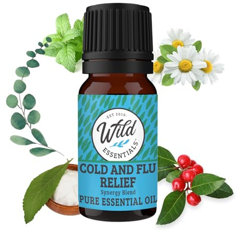 Wild Essentials Cold and Flu Relief 100% Pure Essential Oil Synergy Blend 10ml, Therapeutic Grade Formula for Congestion, Aches, migraines, Made in The USA