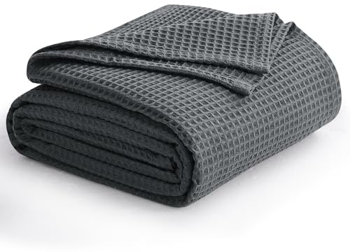 Aisbo Dünne Sommerdecke Grau - Waffelpique Leichte Decke 230x270 cm als Sofaüberwurf, Weich Kuschelige Wohndecke für Wohnzimmer, Couch und Bett, Flauschig Riesen