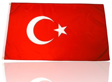 twinsmanufacturing - Flagge TÜRKEI 90 X 150 cm (Türk bayrağı) mit Messing-Ösen, Digitaldruck, Polyester
