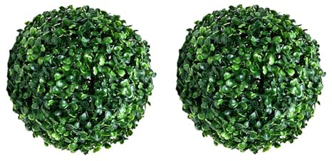 Wpsagek 2 STÜCK Künstliche Buchsbaum Kugel, Grüne Runde Buchsbaumkugeln Dekorative, Faux Buchsbaum Topiary Kugel Hängende Pflanzendekor, Kein Beschneiden