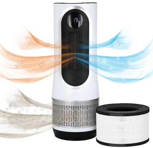 Silvergear® 4468 avec Chauffage et Ventilateur | 3-en-1 Purificateur d'Air avec Ionisateur & Filtre HEPA H-13 | Écran LED & Télécommande | Filtration Efficace | Couverture 81 m³