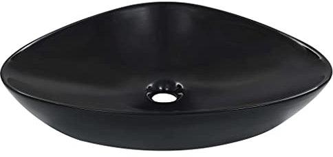 ShGaxin Lavabo sur plan de travail, lavabo de salle de bain, meubles de salle de bain, meuble lavabo, 58,5 x 39 x 14 cm céramique noire