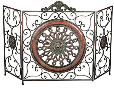 ZWDCVFGK Metall-Kaminschutz, Funkenschutz, Schmiedeeisen, Metallrahmen, Kaminschutz, Trennwand, Feuerschutz, Zaun, Wand, Feuerschutzzaun
