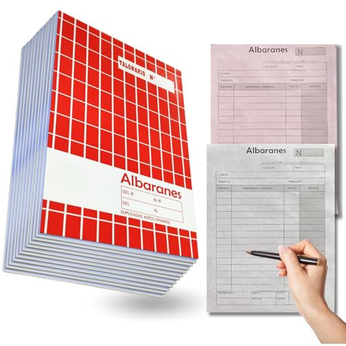 CAVECA 12er-Pack Lieferscheinheft mit Selbstdurchschreibung und Schnittmatrix, Lieferscheinbuch mit 40 Blatt pro Scheckheft (20,5 x 15 cm), Verkaufsdokumente in Spanisch, Lieferschein