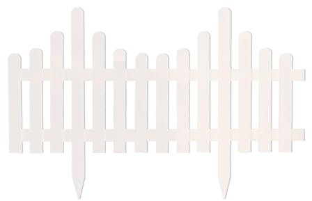 GOCHUSX Clôture Courte Décalée en Bois, Bordures D'aménagement Paysager, Panneaux De Clôture D'allée Extérieurs Légers pour Jardin Familial, Pelouse, Patio(Blanc)