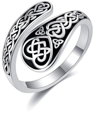 DAYLINLOVE Spoon Rings for Women S925 Sterling Silver Vintage Celtic Knot Spoon Ring Adjustable Thumb Rings Celtic Jewelry Gifts for Women