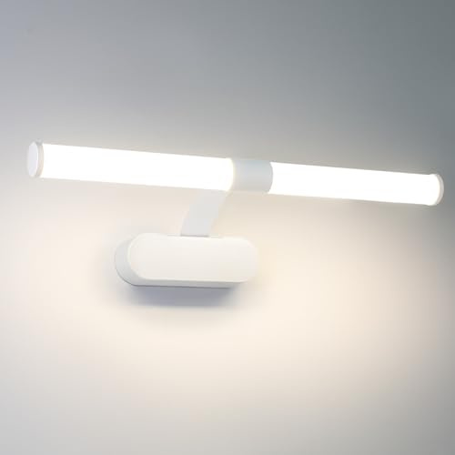 meoaow Spiegelleuchte Bad Led Wandlampe - Badezimmer Lampe 6W Neutralweiß | 4000K Biegen Wandleuchte Spiegel Wasserdicht IP44 Weiß Badlampe Spiegelschrank Beleuchtung 40cm