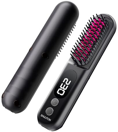 SHULITON Straight Hair Comb,Wireless, LED Display, Multi Level Temperature Control Hair Straightener, Straightening Iron,Hot-Air Hair Brushes