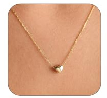 GlamRays Gold Heart Necklace for Women - Dainty Gold Necklace 18K Gold Plated Brass Heart Necklace 16 Inch Chain Women's Jewellery Gift
