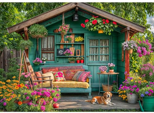 TangMosaic 1000 Piece Puzzle for Adults, Flower House Jigsaw Puzzle, Family Puzzles Game, Interlock Perfectly No Dust, Home Decoration Puzzle, Gifts for Parents Mother's Father's Day