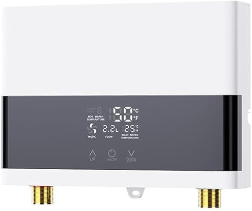 Chauffe Eau électrique Instantané, Chauffe Eau électriques avec Affichage Numérique et Télécommande, Chauffe Eau Instantané LED 6000W, 220VChauffe Eau Pour Douche Salle De Bain Cuisine (Blanc)