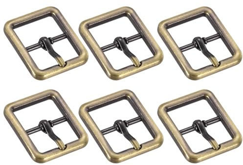 QUARKZMAN Metall Rollschnalle, Gürtelschnallen zum Wechseln mm Einzelzinken Gürtelschnalle Rechteckige Mittelstegschnallen Schnalle für Schuhe DIY Taschen Gürtel, Bronze