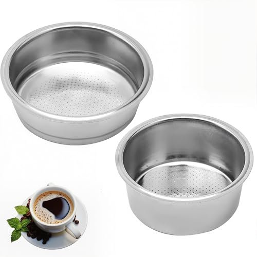 HAMKU 2 Pezzi Filtri Da Caffè In Acciaio Inossidabile,51 Mm Filtro Macchina Caffe Cestello Per Filtro Pressurizzato A Doppio Strato,Filtro Caffè Per Espresso Di Filtro Macchina Caffe(1Tazze 2 Tazze)