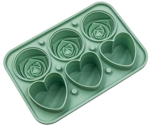 Ice Cube Molds,2 in 1 Silicone Rose and Heart Shaped ICES Cube Tray for DIY Ice Trays Whiskey,Cocktails,Champagne,Juice Beverages