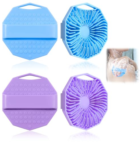 Setgoold 2 Pack Silicone Body Scrubber Shower Scrubber | Gentle Exfoliating Back Loofah Scrubbers Set, Antimicrobial Silicone Loofah, Soft Handheld Brushes for Men Women