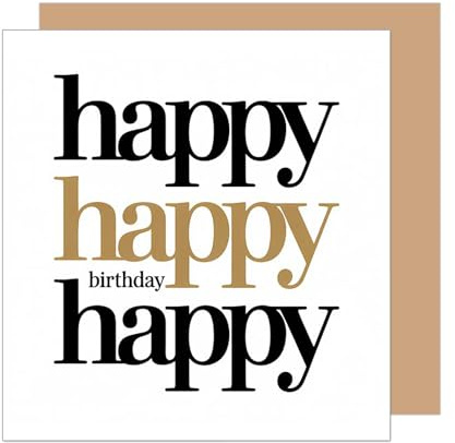 Edition Seidel Premium quadratische Geburtstagskarte mit Umschlag. Glückwunschkarte zum Geburtstag Happy Birthday Karte mit englischem Text Mann Frau happy (GQ518 SW025)