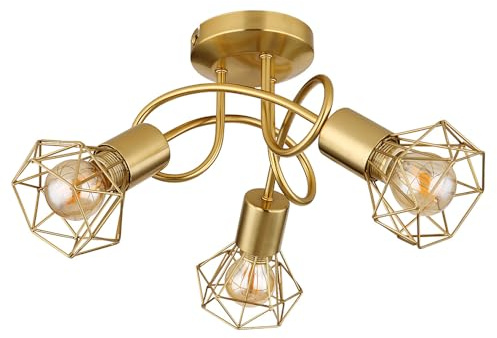 GLOBO Deckenleuchte Wohnzimmer Gold Deckenlampe 3 Flammig Deckenstrahler Gold Industie Optik 54802GB-3D