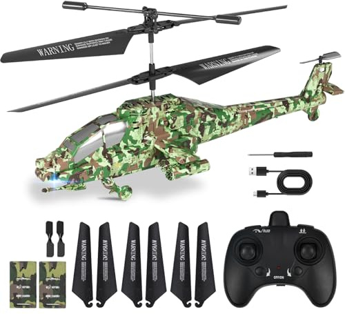 SNMUMU New Apache RC Helicopter - 2.4GHz Remote Control Helicopter with Altitude Hold, LED Lights, 2 Speed Modes, One Key Takeoff/Landing, Best Gifts for Kids 6 Years + & Adults